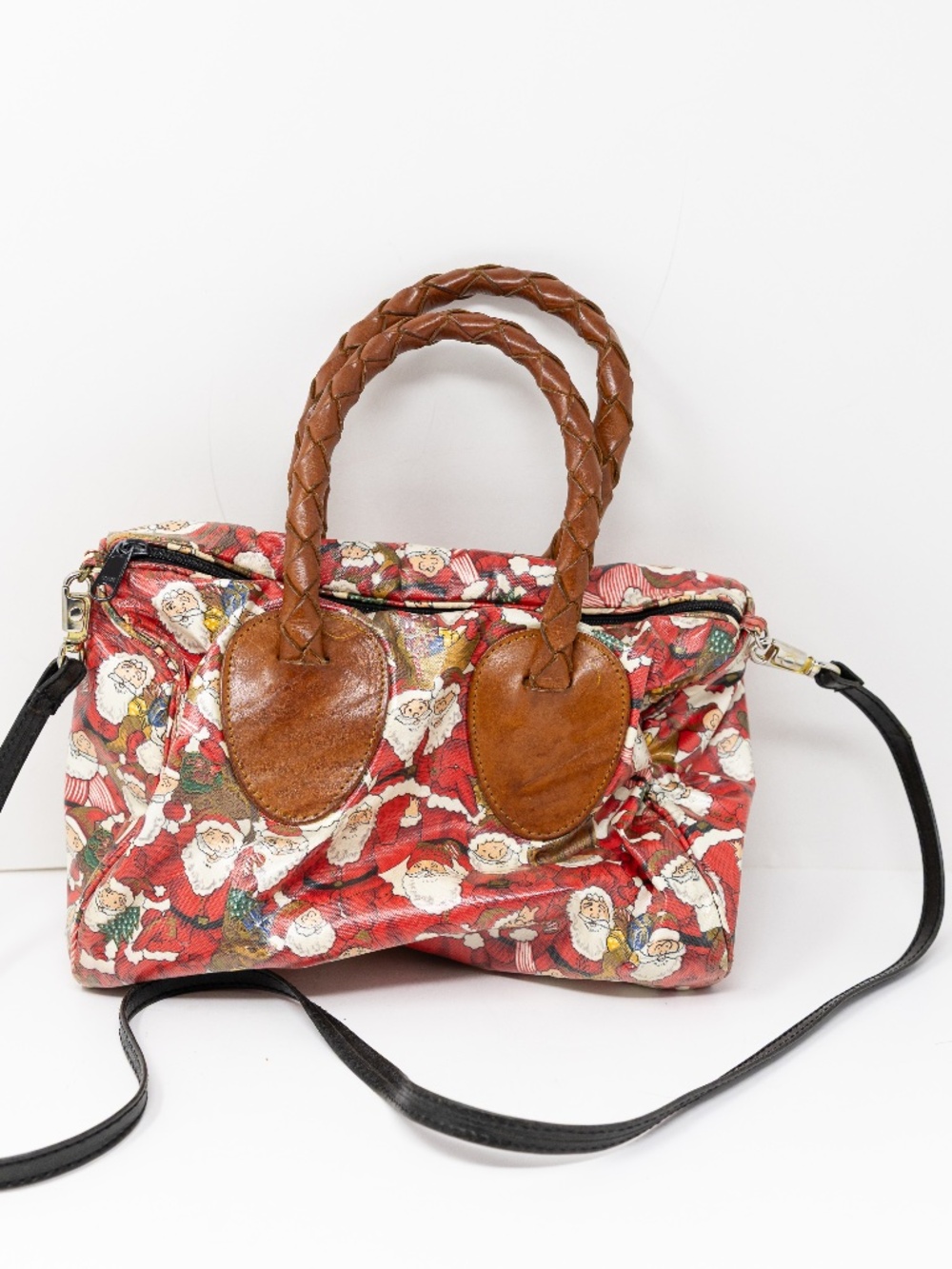 Nordic House Designs NYC Santa Holiday Christmas Print Pattern Satchel Purse Bag